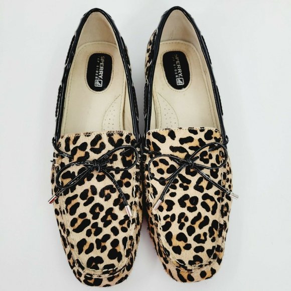 sperry leopard loafers